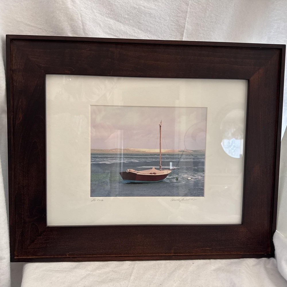 Framed Catherine Archuleta Boat Photograph SIGNED Morrison Bay Los Osos 21 X 17"